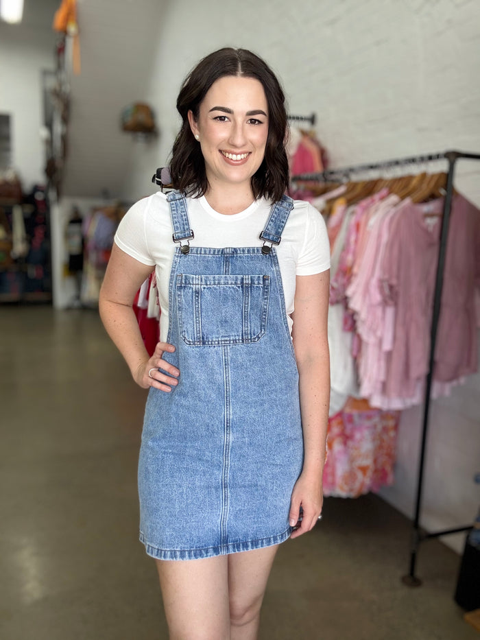 Vianna Pinafore -  Light Wash Denim