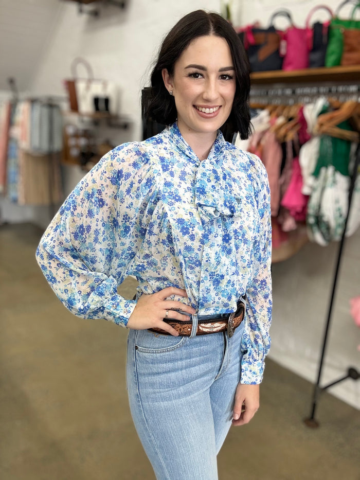 Jacinta Top - Blue Floral