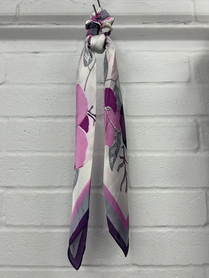 Scarf With Matching Scrunchie - Pink & Purple Floral