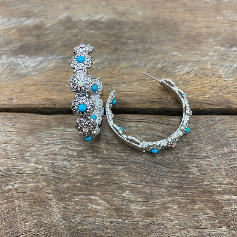 Connie - Turquoise Hoop Earrings