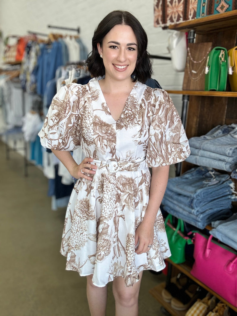 Rylee Dress - Brown & White Floral