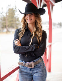 Cowgirl Tuff Pullover Arena Shirt - Black