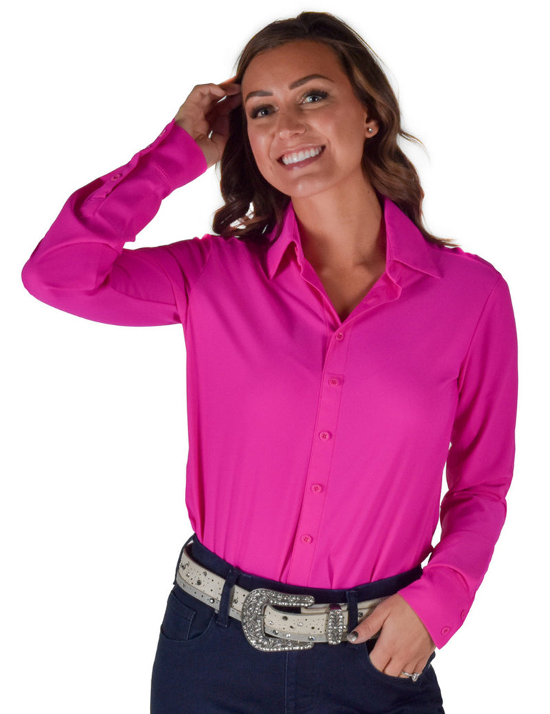 Cowgirl Tuff Pullover Arena Shirt - Hot Pink