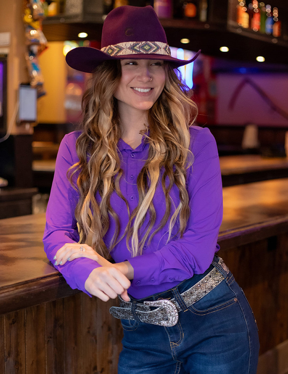 Cowgirl Tuff Pullover Arena Shirt - Purple