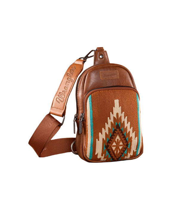 Wrangler Aztec Knitted Leather Crossbody - Brown (WG174-210BR)