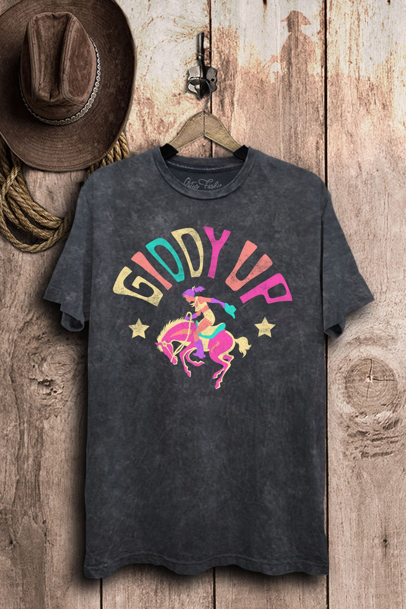 Giddy Up Graphic Tee - Vintage Black