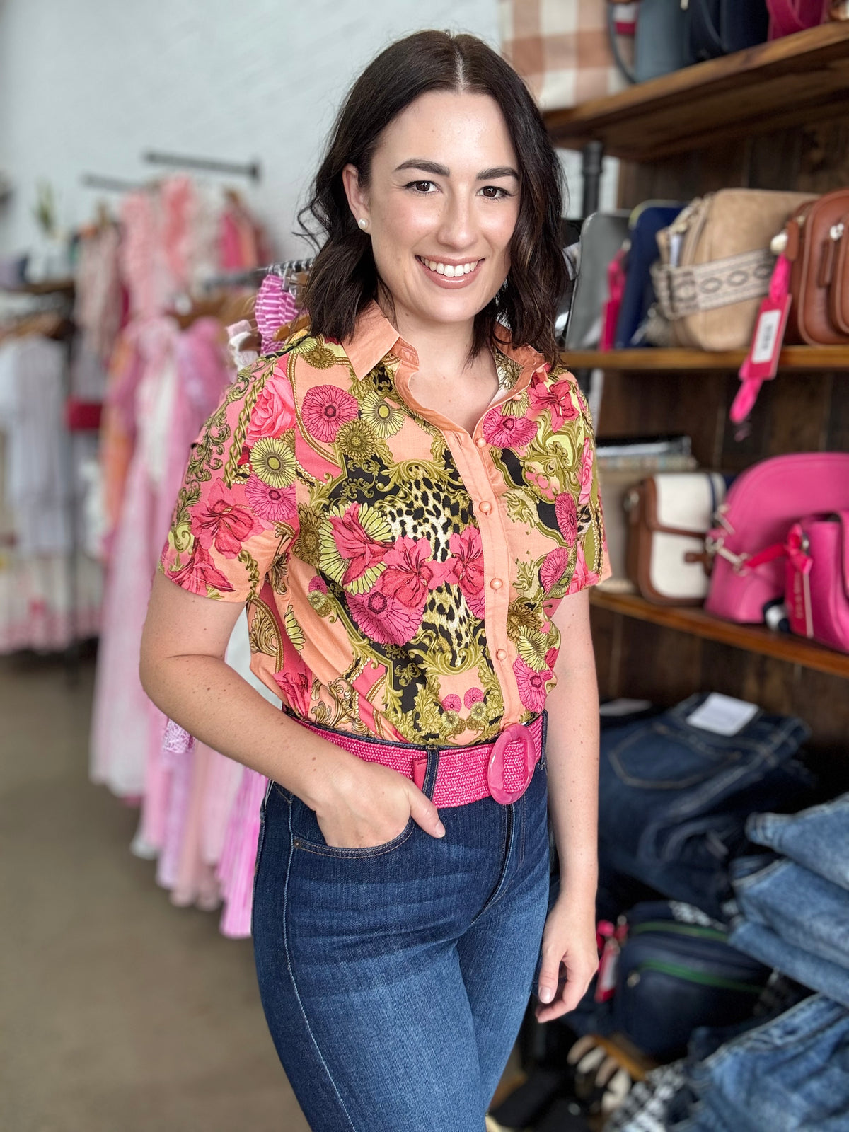 Lucia Top - Pink & Green Floral