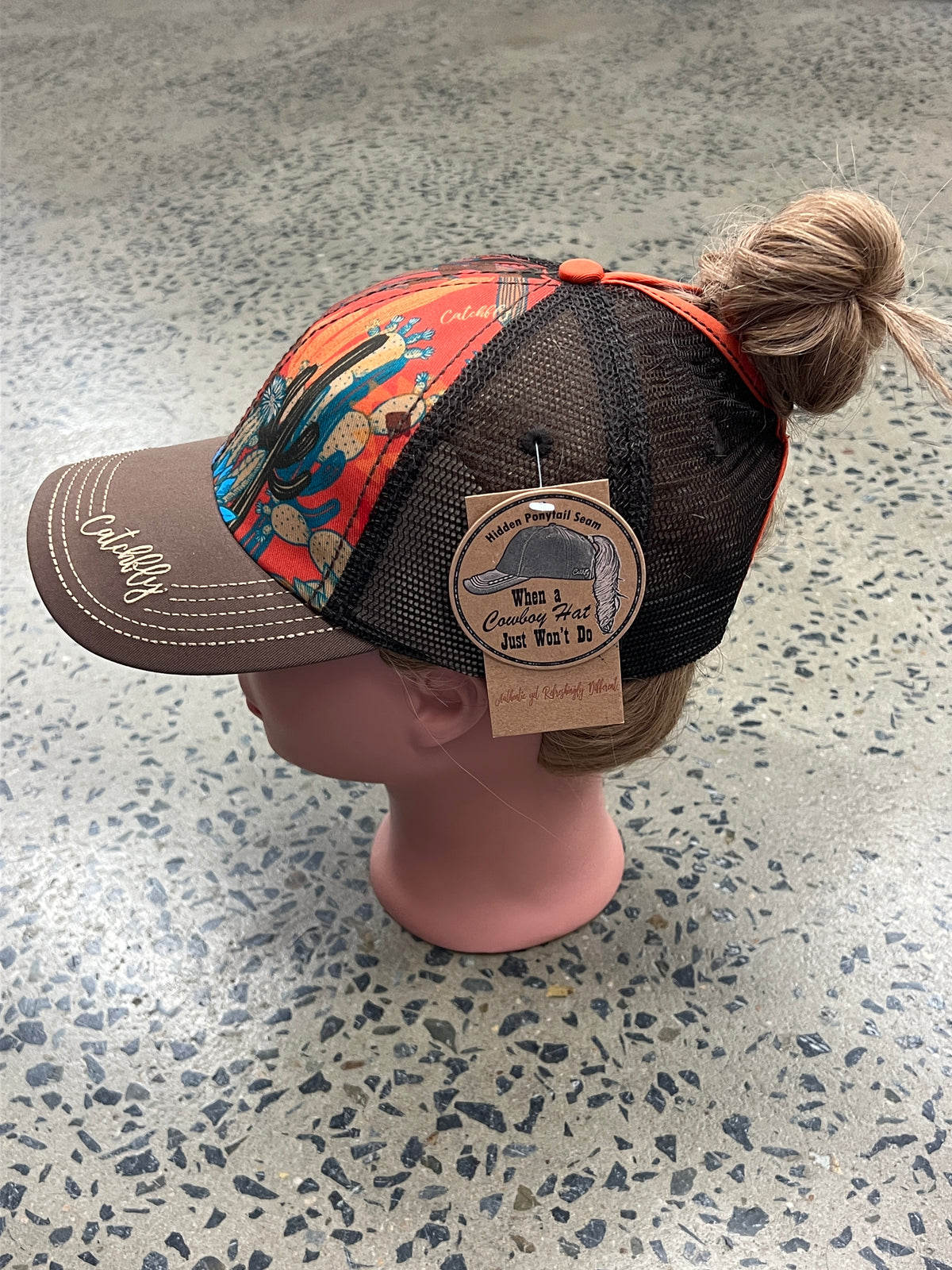 Western Pony Tail Cap - Sunset Cactus