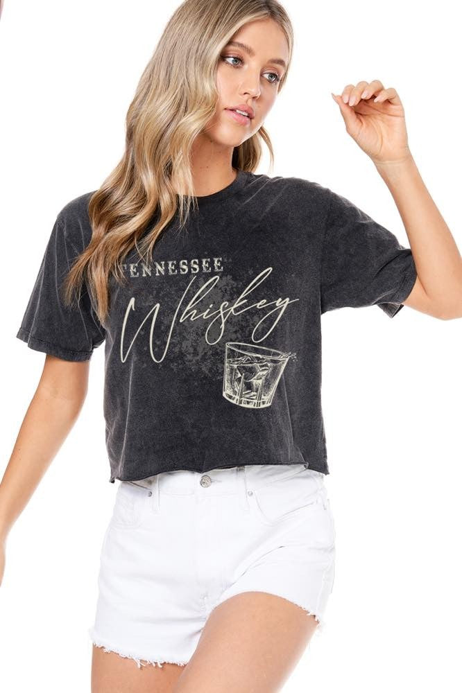 Tennessee Whiskey Crop Tee - Black