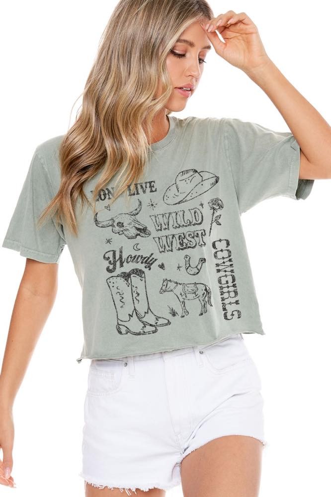 Wild West Elements Crop Tee - Olive