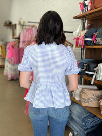 Bailey Top - Blue Gingham