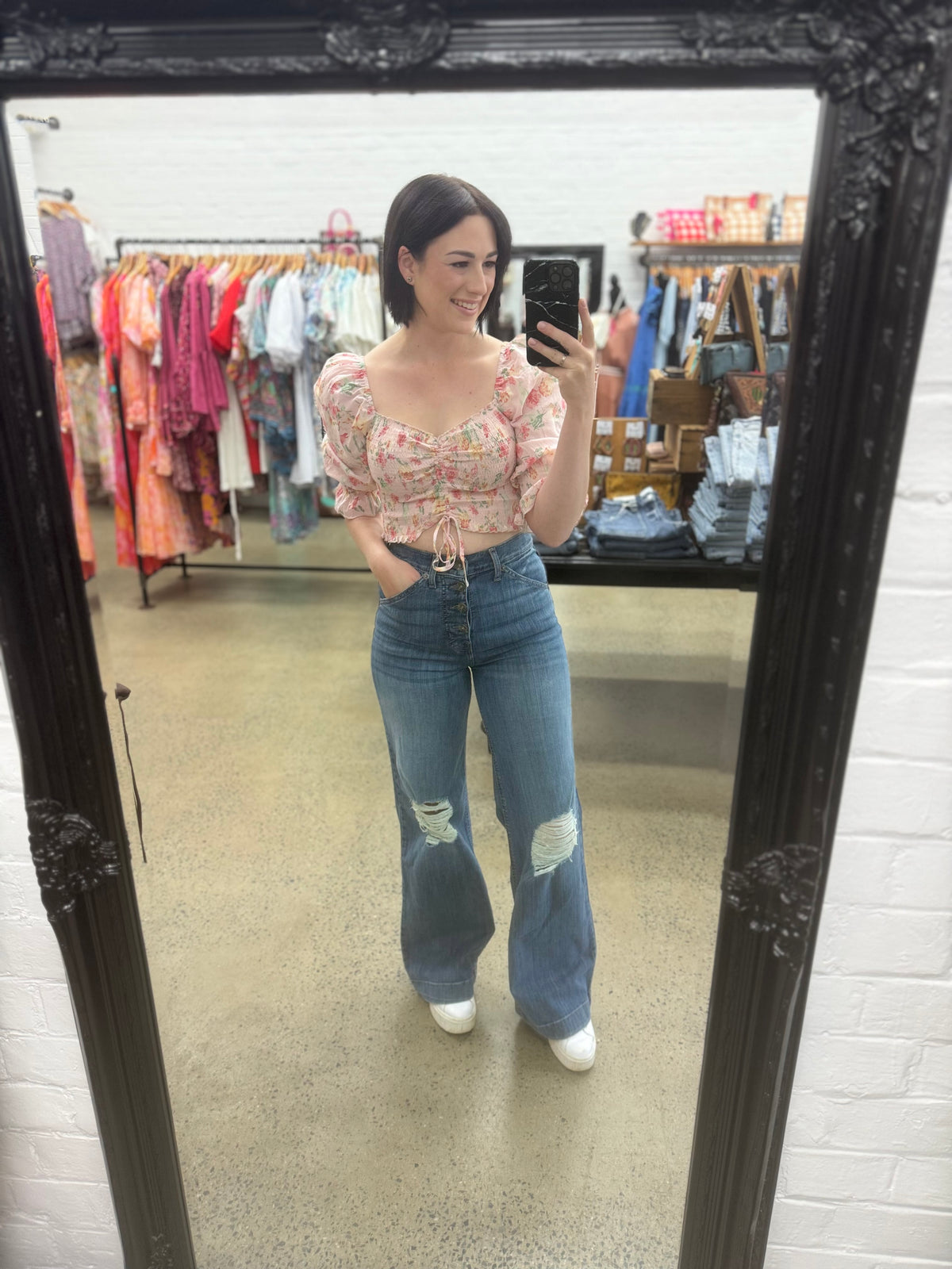 Addie Top - Pink Floral