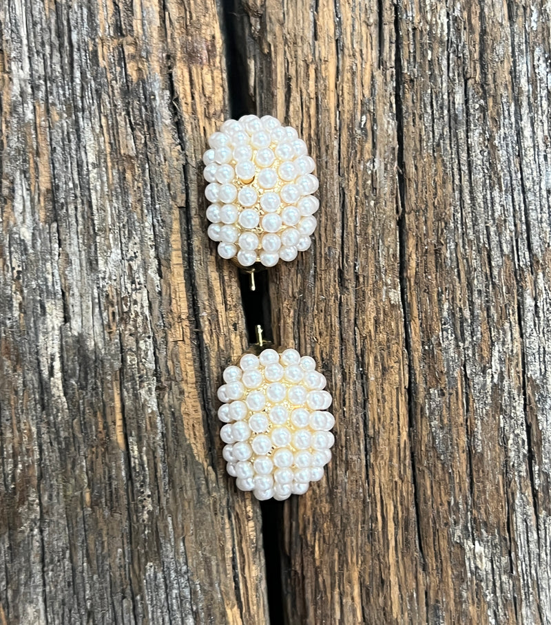 Earrings - Gold Pearl Half Hoop