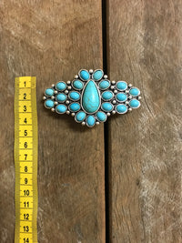 Western Hair Piece - Silver and Turquoise Hair Clip