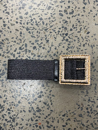 Boutique Belt - Gold Square Buckle (Black)