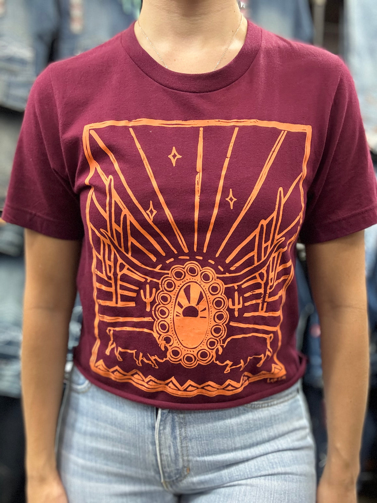 Steer Concho Tee - Maroon