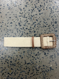 Boutique Belt - Square Rattan Buckle (Beige)