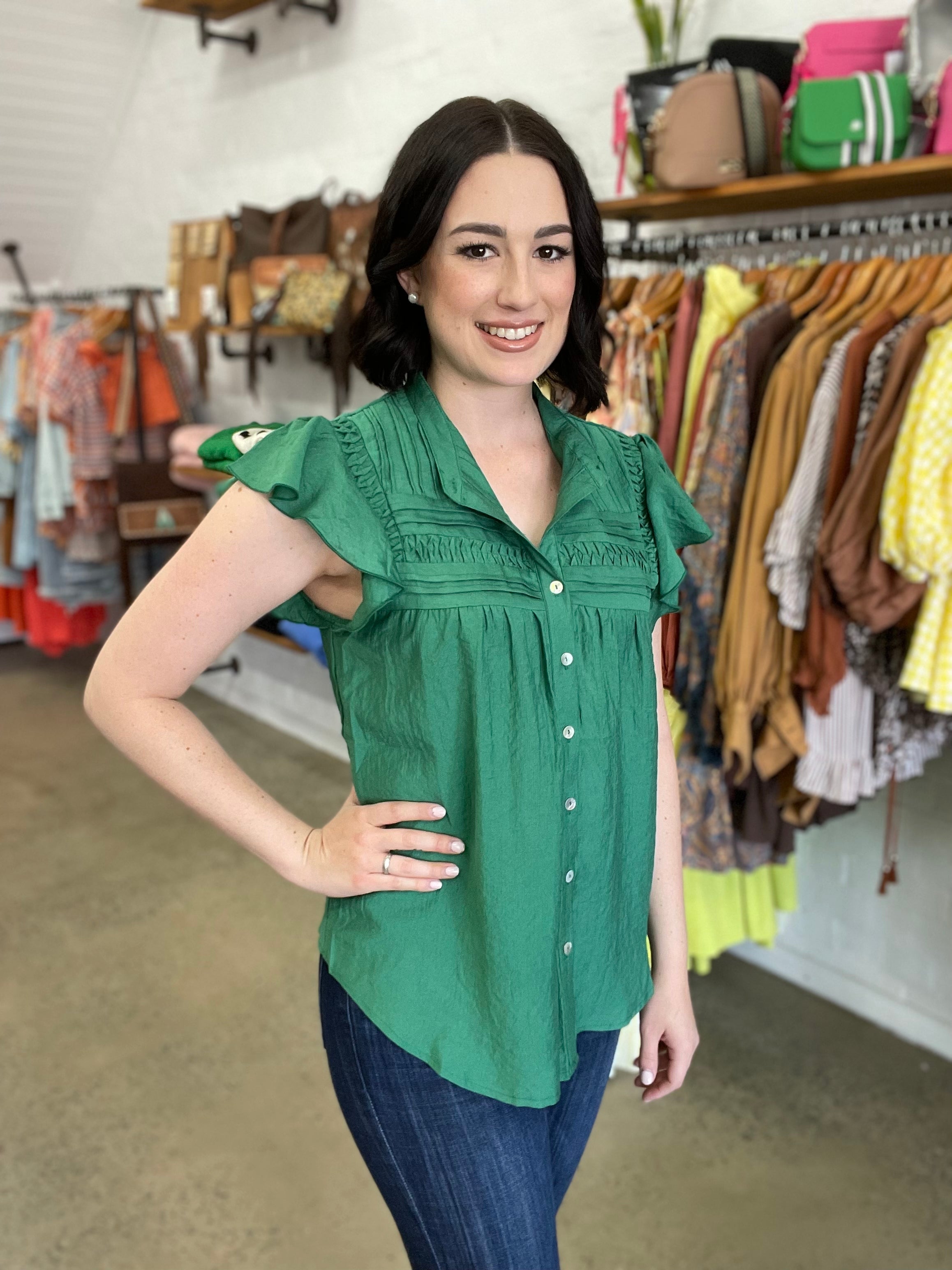 Green top women's on sale clothing