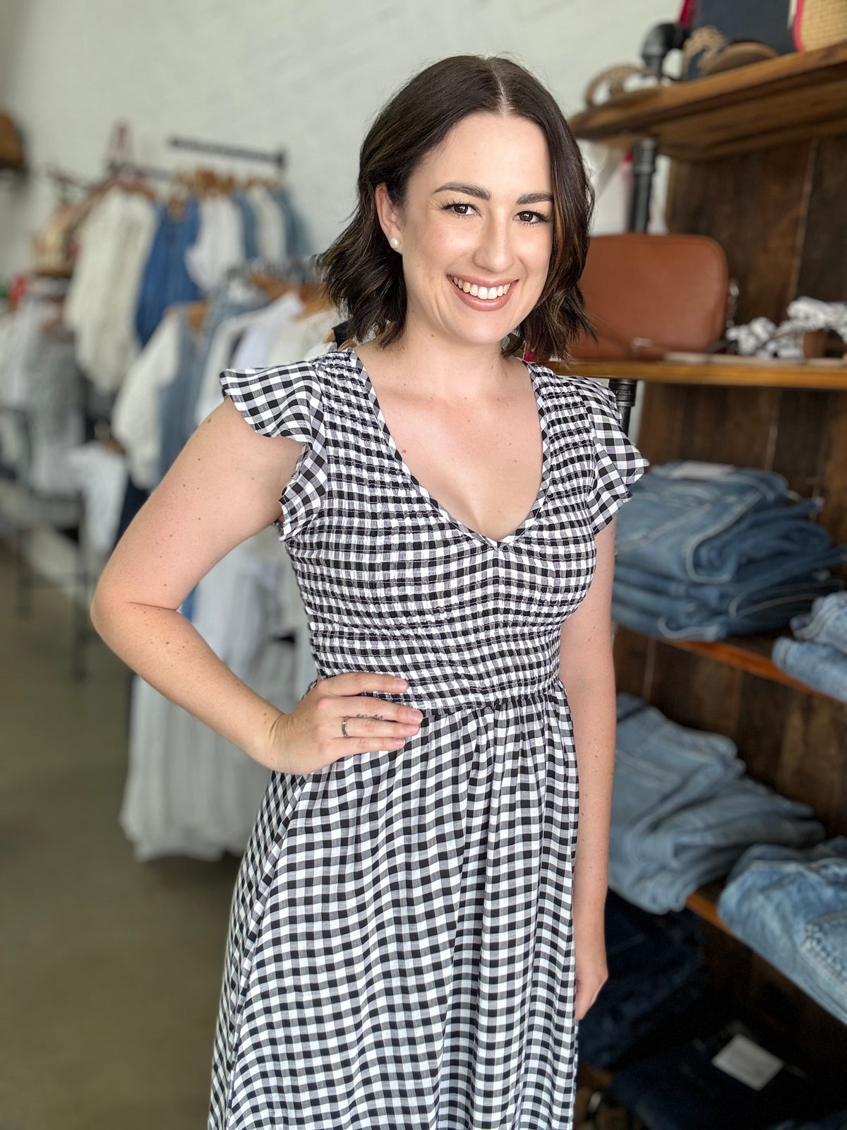 Martha Dress - Black Gingham