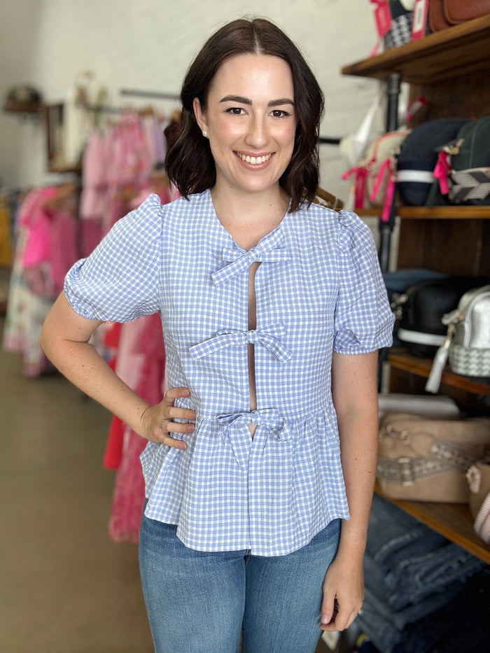 Bailey Top - Blue Gingham