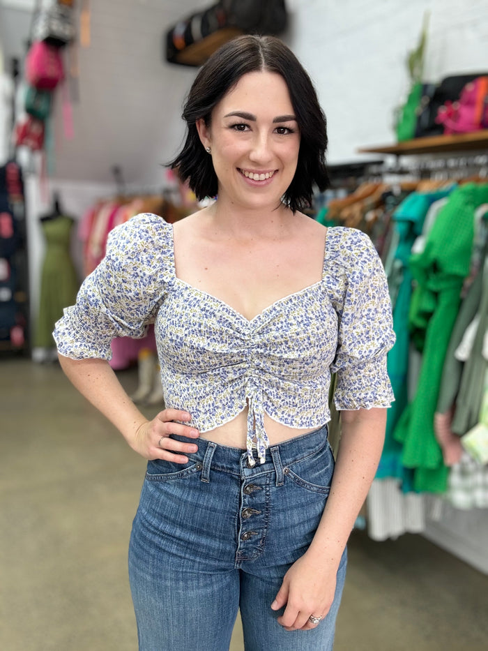 Addie Top - Blue Floral