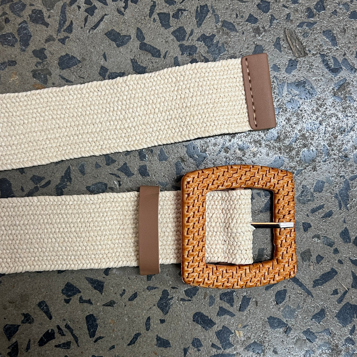 Boutique Belt - Basket Buckle (Beige)