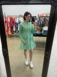 Lottie Dress - Stripe Green