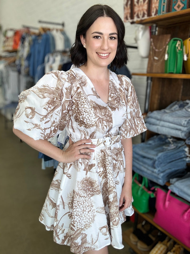 Rylee Dress - Brown & White Floral