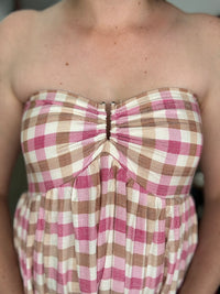 Macy Dress - Pink & Beige Gingham