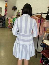 Lottie Dress - Stripe Blue/White