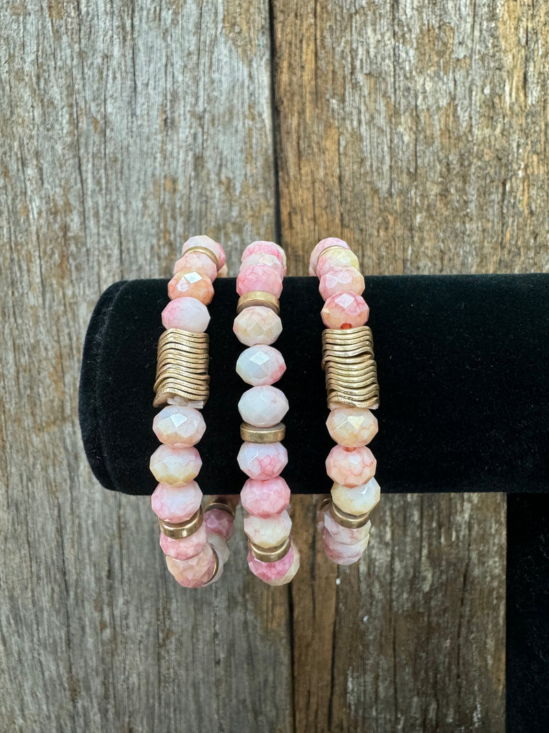 Bracelet - Gold & Pink Stack