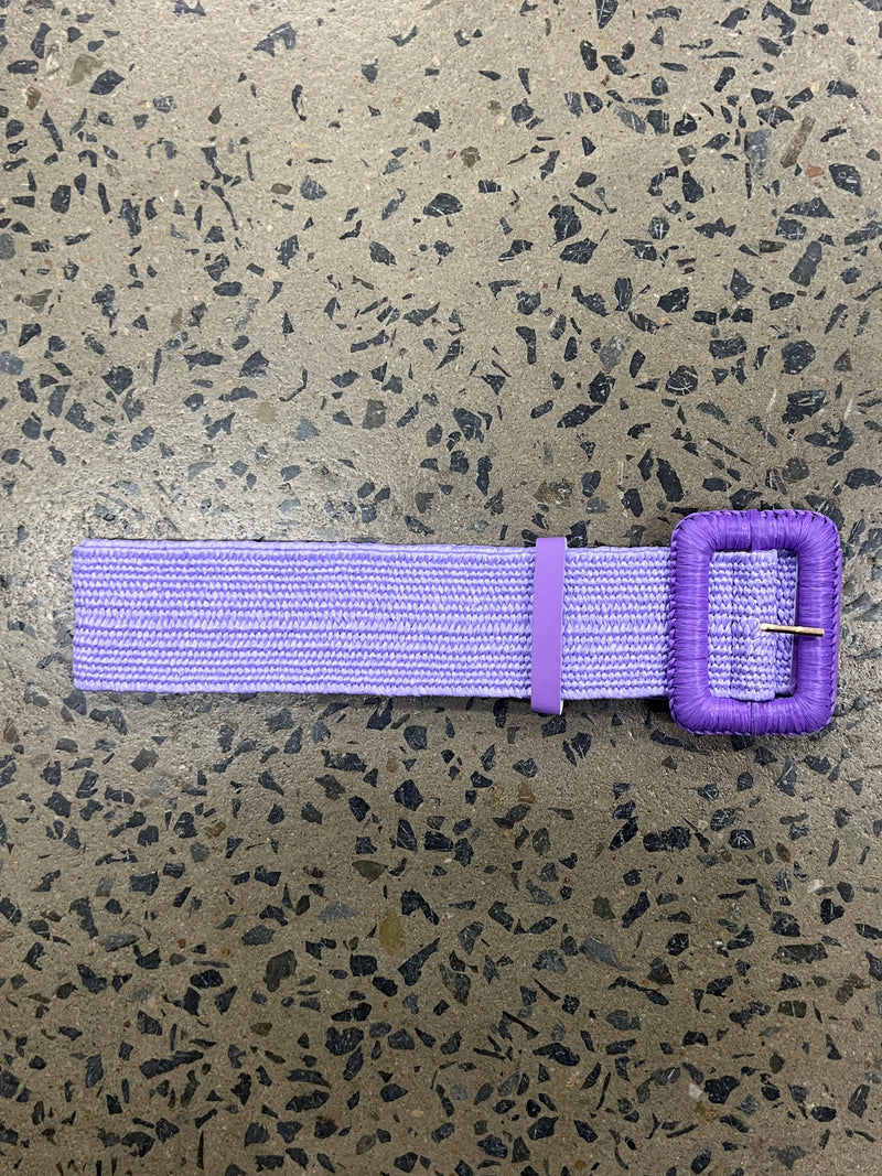 Boutique Belt - Straw Buckle (Purple)