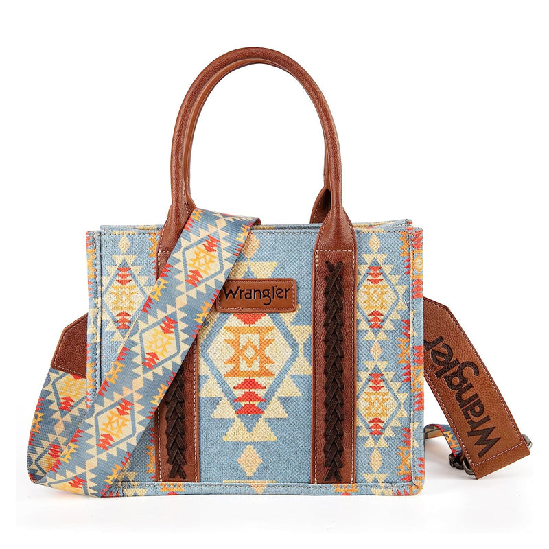 Wrangler Southwest Print Tote - Brown/Light Blue (WG2203-8120SBR)