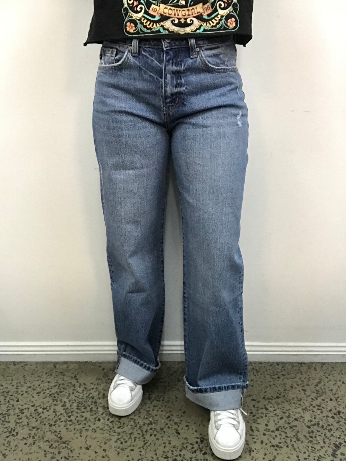 KanCan Jeans - Medium Wash Cuffed Wide Leg KC9389M