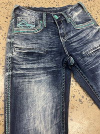 Cowgirl Tuff Jeans - Turquoise Hurricane Bootcut