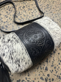 Trinity - Black Cowhide Barrel Crossbody