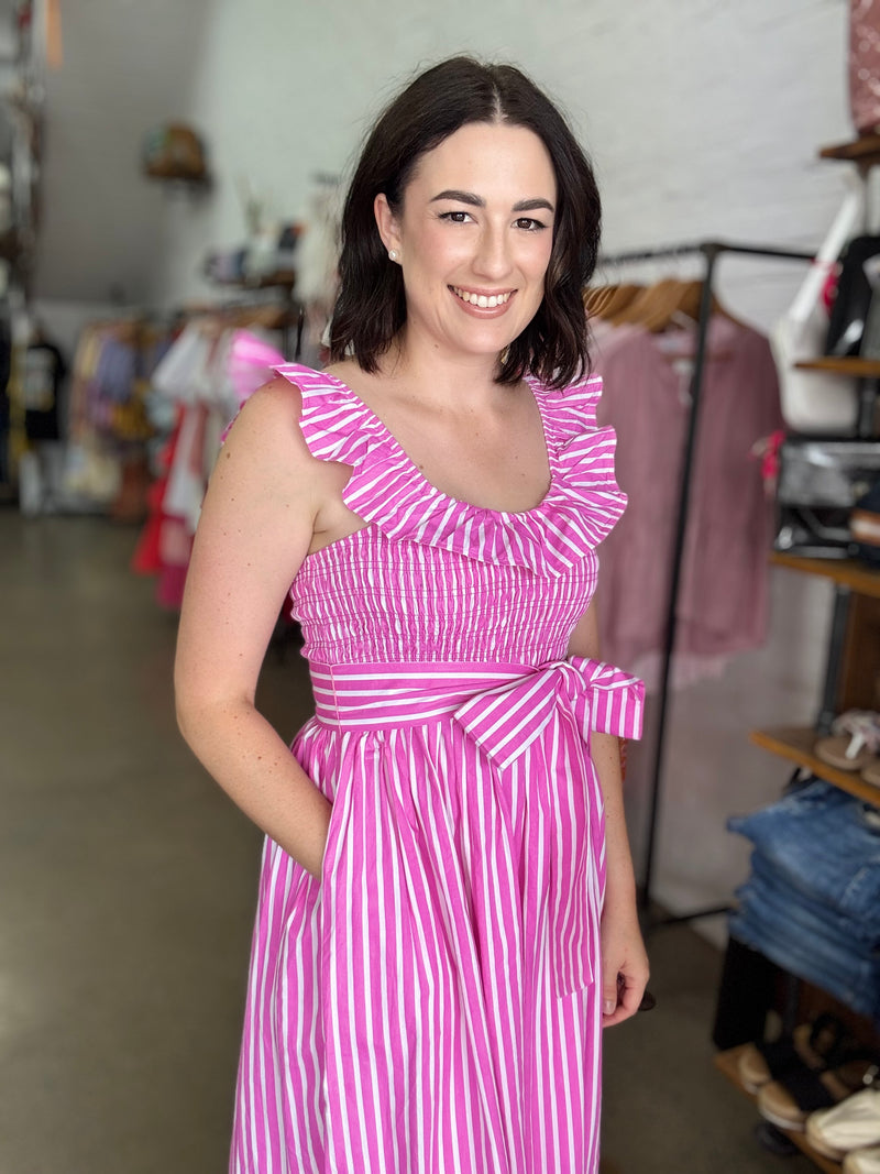 Ramona Dress - Pink Stripe