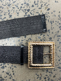 Boutique Belt - Gold Square Buckle (Black)