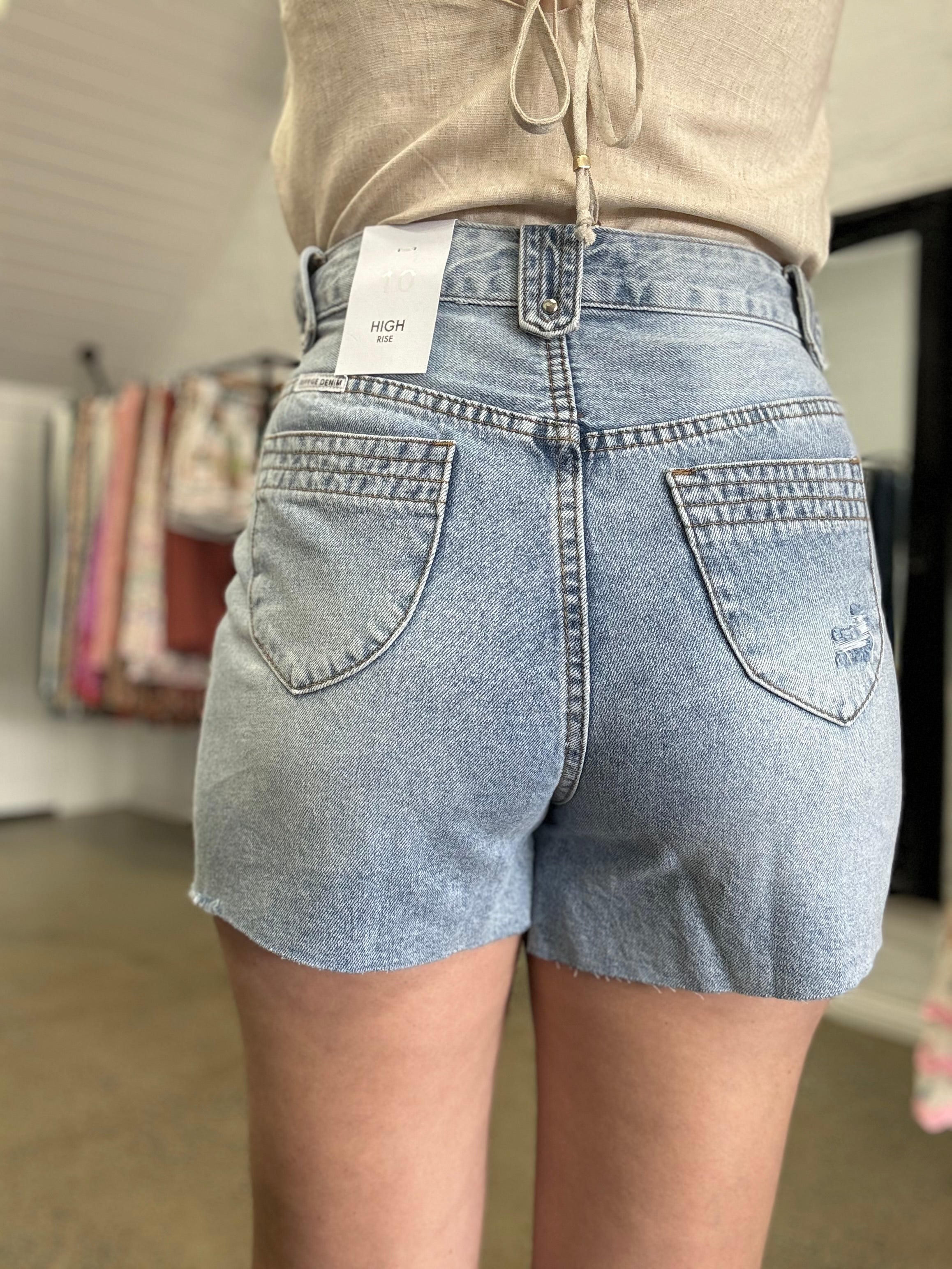 High waisted denim cutoff shorts deals