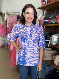 Fay Top - Pink & Blue Floral