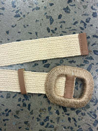 Boutique Belt - Oval Jute Buckle (Beige)