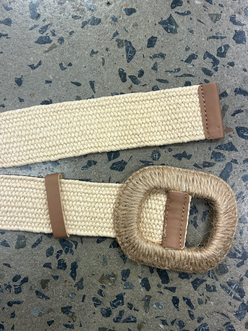 Boutique Belt - Oval Jute Buckle (Beige)