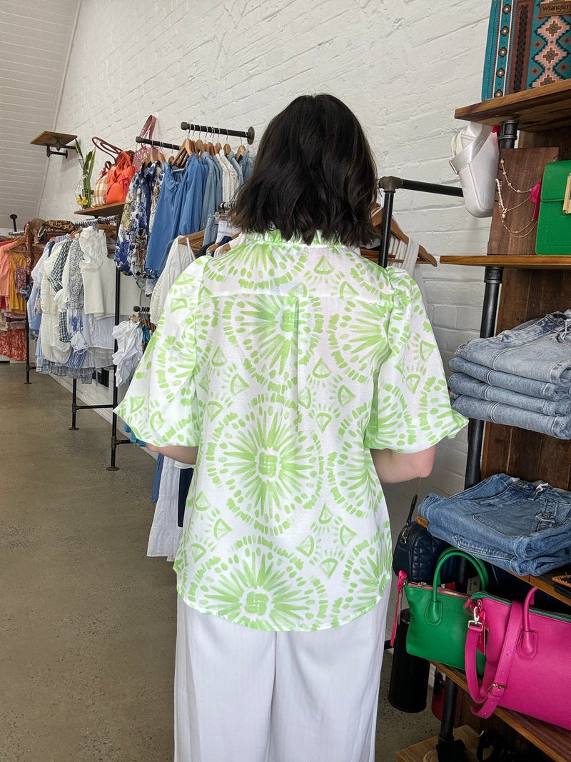 Josie Top - Lime & White