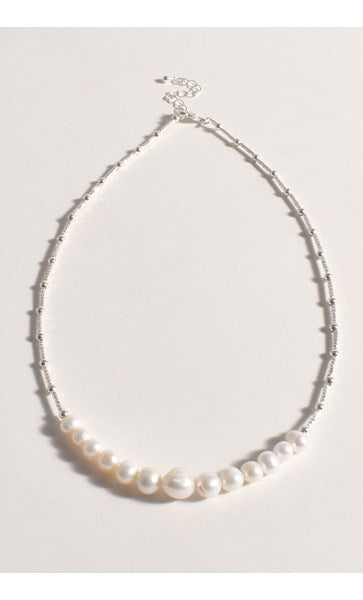 Necklace - Silver Pearl Front