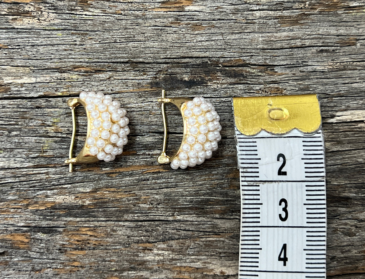 Earrings - Gold Pearl Half Hoop