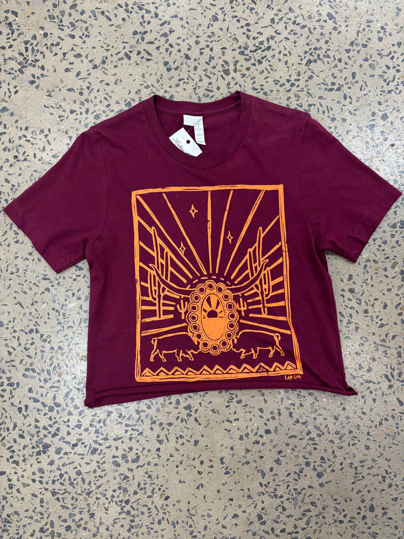 Steer Concho Tee - Maroon