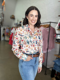 Long Sleeve Top - Boots & Cactus