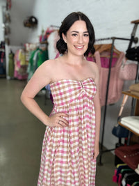 Macy Dress - Pink & Beige Gingham