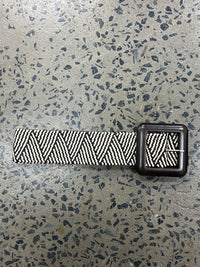 Boutique Belt - Square Buckle (Black & Beige)