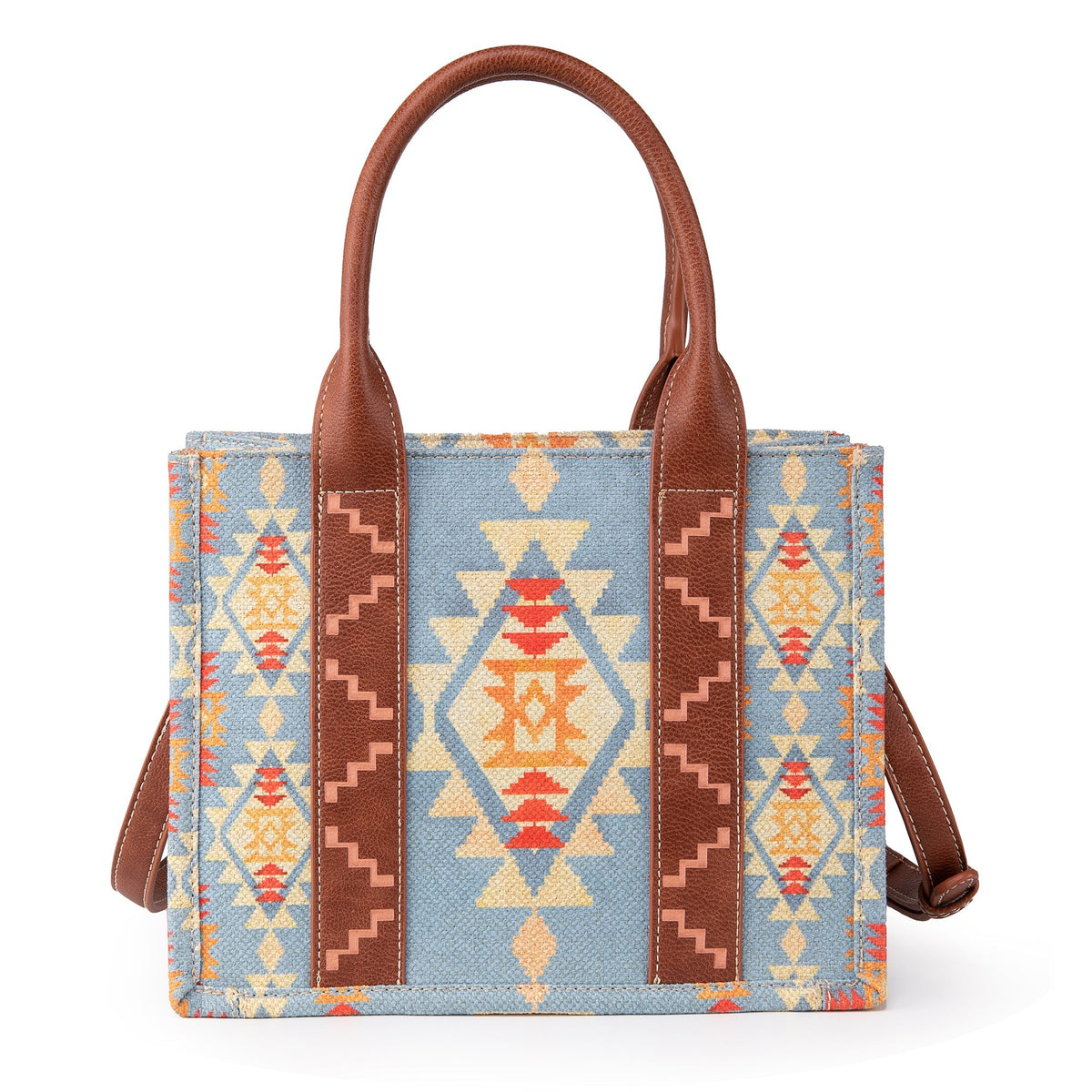 Wrangler Southwest Print Tote - Brown/Light Blue (WG2203-8120SBR)